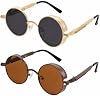 2 gafas de sol steampunk redondas vintage para hombres y mujeres, gafas góticas circulares 2