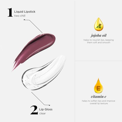 Image of Bella Vita Two Good Liquid Lipstick & Gloss Duo | 2-in-1 Matte & Glossy Finish | Long-Lasting, Smudge-Proof | Enriched with Jojoba Oil & Vitamin E | BellamoodTech | Clean Beauty | Two Chill | 4ml (Two Chill)