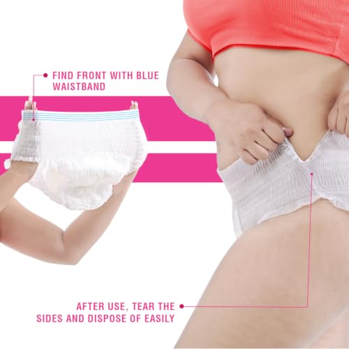 Image of everteen (5 Pcs x 2) L-XL Disposable Period Panty for Girls & Women, Highly Absorbent for Heavy Flow, Waist Size - 27 to 45, Maternity Delivery Pads, Postpartum & Overnight Protection, Cottony Soft Panties - Pack of 2