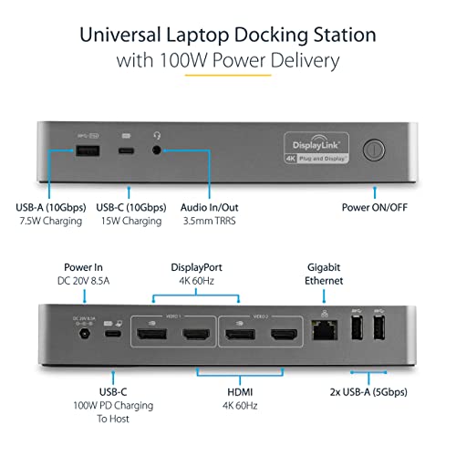 Station d'accueil pour ordinateur portable double écran 4K StarTech - 3