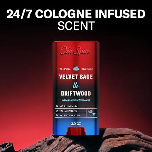 Image of Old Spice Aluminum Free Deodorant for Men, The Spice Alchemist Collection, 24 /7 Cologne Infused Scent, No Trade Off Formula, Free of Parabens & Phthalates, Velvet Sage + Drift Wood Scent, 3.0 oz