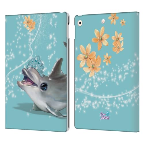 Protège écran iPad 10.2 anti rayure avec fentes portefeuille motif Dauphin mer