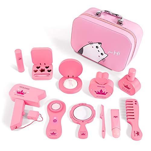 Ksasmile Kids Toys, Girls Makeup Kit for Kids- Play Makeup for Little Girls, Durable Wooden Kids Makeup Set with Stylish Bag(12Pc)