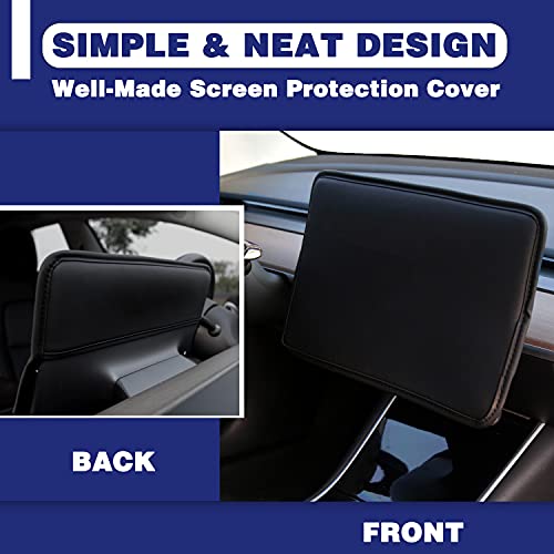 XTAUTO Screen Protector Cover Compatible with Tesla Model 3 Model Y Center Console Display Cover Folding Sun Shade Sleeve Screen Protection from Scratch, Dust, Heat Tesla Interior Accessories (Black)