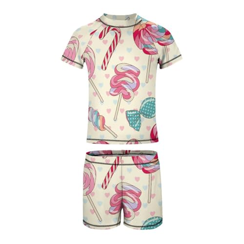 Colorful Candy Cane with HeartsChildren's Swimsuits Boys Two Piece Suit10-12Y（150cm）2