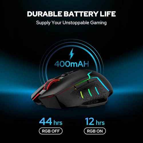 Image of Redragon M690 MAX Wireless Gaming Mouse, Tri-Mode RGB Mice w / 7 Macro Buttons, 12800 DPI, 400mAh Rechargeable Mouse for PC /Mac /Laptop