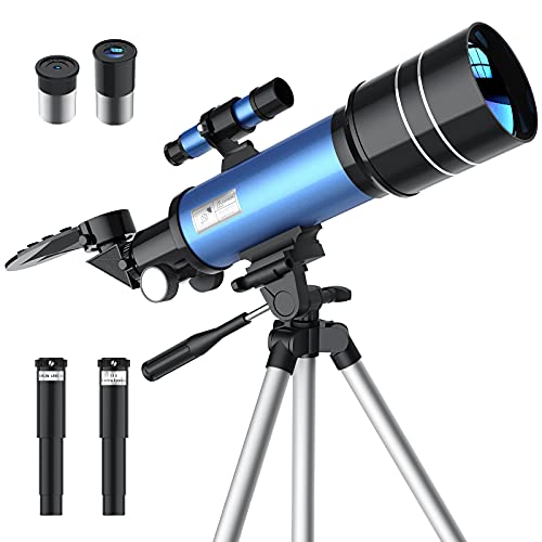 Teleskop Astronomie, 400/70 mm Refraktor Teleskop, für Planeten und Landschaft, mit Smartphone Adapter, Verstellbarem…