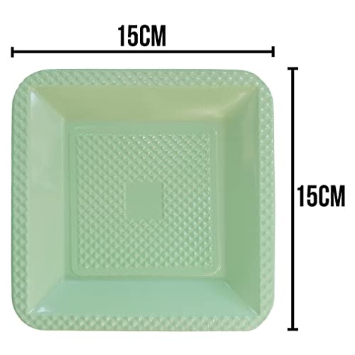 Prato Descartável Verde Candy Quadrado 15cm - 10 Unidades