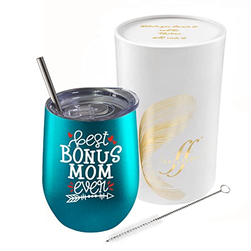 Fancyfams Bonus Mom Gifts, Mother In Law Gifts From Daughter In Law, Gifts For Mother In Law, Gifts For Stepmom, Mother In Law Gift, Gift For Stepmom, Wine Tumbler (Turquoise) #TOP6