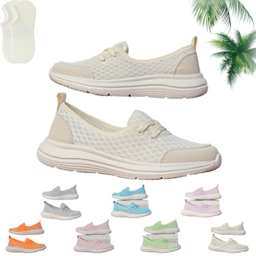 Enjerr Orthopedic Shoes Womens - Arch Support Slip on Walking Sneakers, Breathable Lightweight Mesh Comfort Shoes