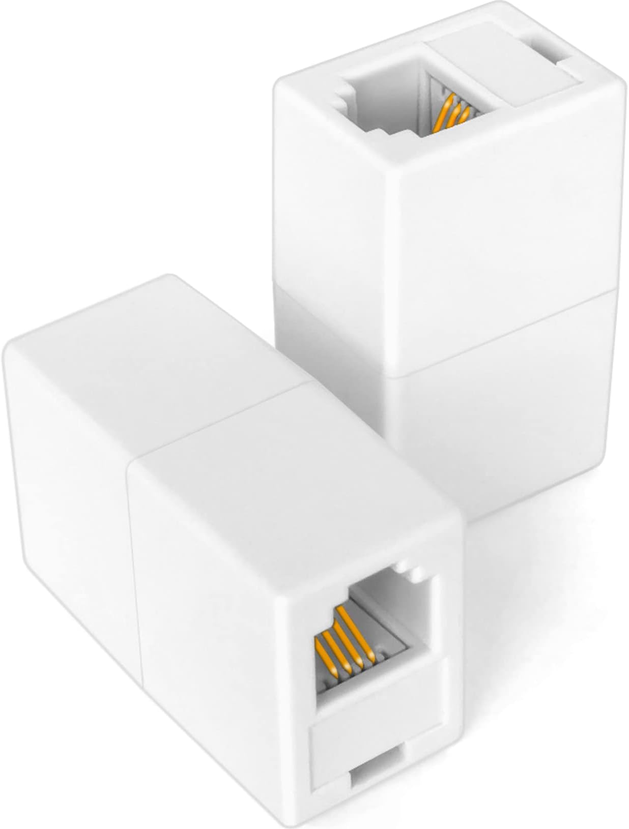 NECABLES 2Pack RJ11 Coupler Phone Line Connector Telephone Cord Adapter RJ11 6P4C Female to Female for Landline Phone and Fax White