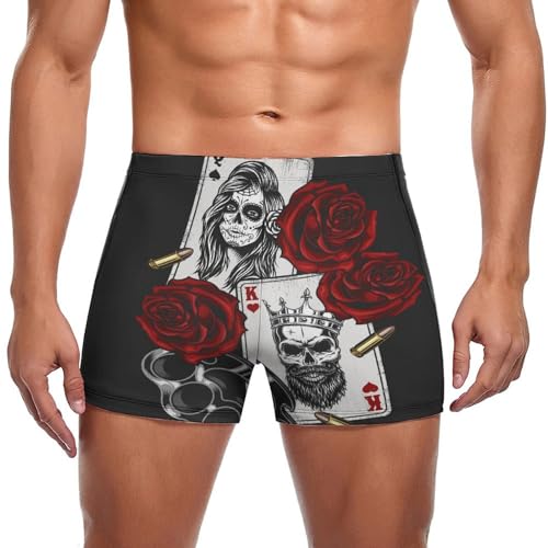 Short de bain homme Rose Poker swim briefs boxer de natation sport