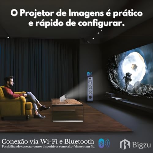 Projetor de Imagem Portátil HY400 - Full HD 4K 1080P, Wi-Fi Dual Band, Espelhamento de Tela, HDMI, B