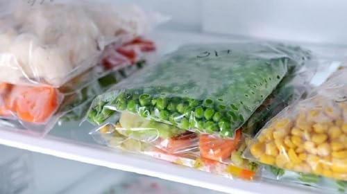 Image of Zip Lock Reusable Slider Zipper Transparent Bag For Food Storage,Fruit Vegetable Freeze Storage Pouch Bags, Ziplock Bags Best For Fridge Storage, Preserving Food (25 PCS BLUE ZIPPER BAG)