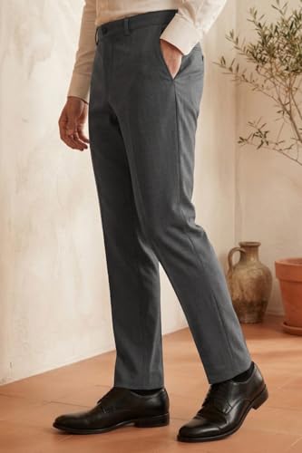 Image of Louis Philippe Men's Slim Fit Classic & Modern Styling Work Ready Textured Formal Trouser