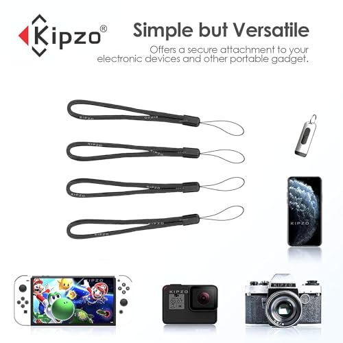 Image of Black Multipurpose Hand Wrist Strap Lanyard 4 Pcs for Cell Phone Cover Key Ring Pen Drive Badge Holders Charm DIY Jewellery Straps Thread Ring with Hook Smart Round Zip Carry case Pouch