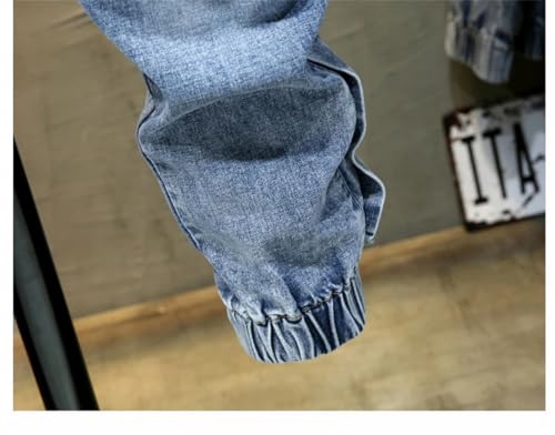 Men Harem Wide Leg Loose Fit Tapered Jeans Joggers Hip Hop Streetwear Elastic Waist Trousers4