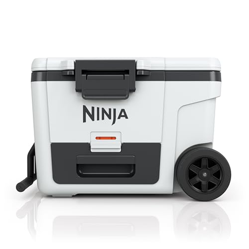 Image of Ninja | Cooler | FrostVault 45QT Cooler with Wheels | Insulated with Temp Dry Storage Drawer | Keeps Ice Cold for Days | for the Beach, Camping, Picnics & More | Cloud White | FB245WH