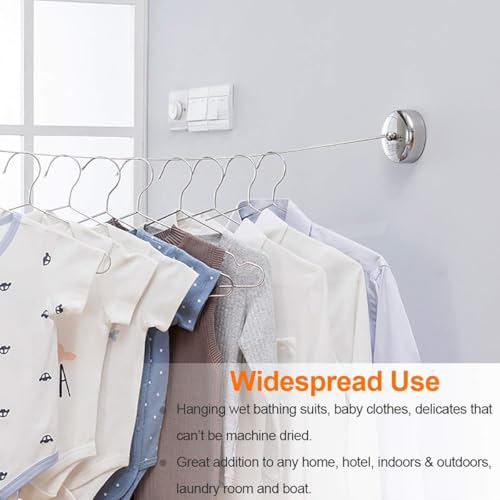 Image of Retractable Cloth line for Drying Clothes Indoor,Heavy Duty Double Cloth Drying Rope for Balcony,Wall Mounted Cloth Drying Stand Laundry Clothesline Adjustable Washing Line 13.8 Ft Wire (Very Small)