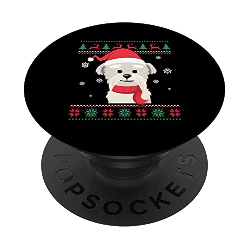 santa hat Christmas family ugly christmas funny dog PopSockets Swappable PopGrip, Black