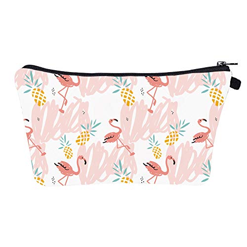 Flamingo Cosmetic Bag Water-resistant Toiletry Organizer Makeup Bag Gifts Purse for Women Small 3D Printing Adorable Roomy Fun Travel Handbag