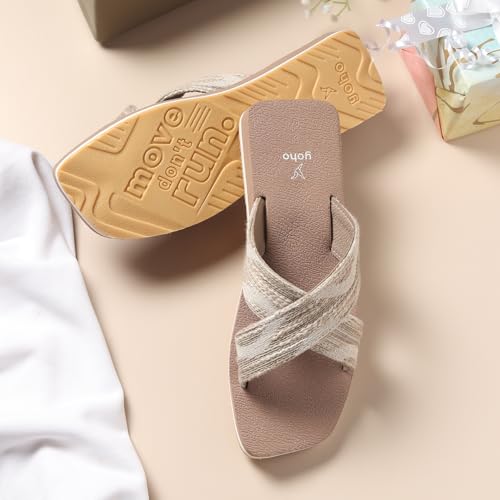 Image of YOHO Flats for Women | Lightweight, Anti-Skid, Cushioned Footbed Flip Flops | Casual & Fashionable for Everyday Use EVA Sandals 002