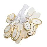 ULTECHNOVO 100 etiquetas para joyas con cordel, etiquetas de precios vacías de papel liso para exposición y marcado para tiendas y gestión de stock