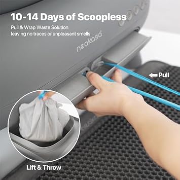Neakasa M1 Open-Top Self Cleaning Cat Litter Box + Replaced Waste Bags-2 Rolls, Automatic Cat Litter Box with APP Control, Odor-Free Waste Disposal Includes Trash Bags