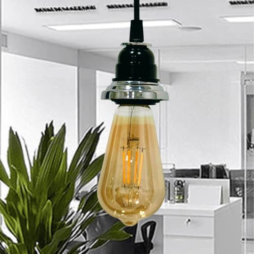 Image of Ceiling Hanging Light Stainless Steel 304 & Black Pendant for Dining Table, Living Room, Bedroom, Restaurants, Offices, Cafes, Hotels. E27 Bulb Type. (Bulb Not Included) (SS 304)