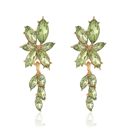 ATIMIGO Elegant Light Green Rhinestine Dangle Earrings Cluster Crystal Wedding Bridal Earrings for Brides Bridemaids Formal Prom Summer Drop Earrings for Women by ATIMIGO - Used condition - US$5.98
