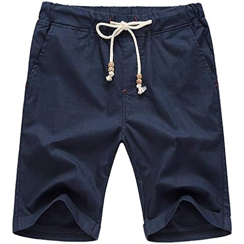 ZOXOZ Mens Shorts Casual Summer Cotton with Elasticated Waist Pockets Dark Blue M Cover