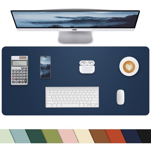 Small Desk Mat,Pu Leather Desk Pad Protector,Desk Mouse pad,Office Desk mat,Laptop Mat for Desk, Non-Slip Desk Blotter,Waterproof Desk Writing Pad for Office/Home(23.6"x13.8",Midnight Blue)
