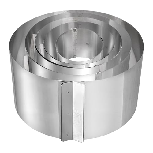Frcctre 5 Pack Stainless Steel Cake Ring, 6 to 12 Inch Adjustable Mousse Cake Ring Baking Cake Molds with Scaling for DIY Pastry Cooking Mousse Baking Dessert Cake Making