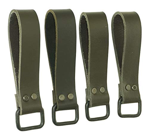 Graintex Lb2263 Heavy Duty Leather Tool Belt Accessories Suspender Loop Hooks Attachment Set Of 4 Pcs Brown Color Top Grain Leather #TOP2