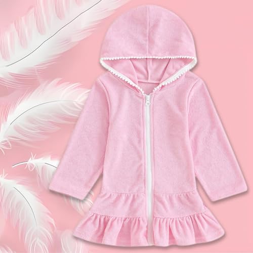 Girls Hooded Swim Cover Up Robe Cute Long Sleeve Beach Cover Ups for Swimwear Beach 𝐇awaiian Towel Robe Dress2