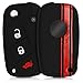 Produktbild kwmobile Autoschlüssel Hülle kompatibel mit FIAT Lancia 3-Tasten Autoschlüssel - Silikon Schutzhülle Schlüsselhülle Cover Rallystreifen Sidelines Rot Schwarz