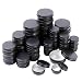 LJY 48 Pieces Black Round Aluminum Cans Screw Lid Metal Tins Jars Empty Slip Slide Containers (Mixed Sizes)