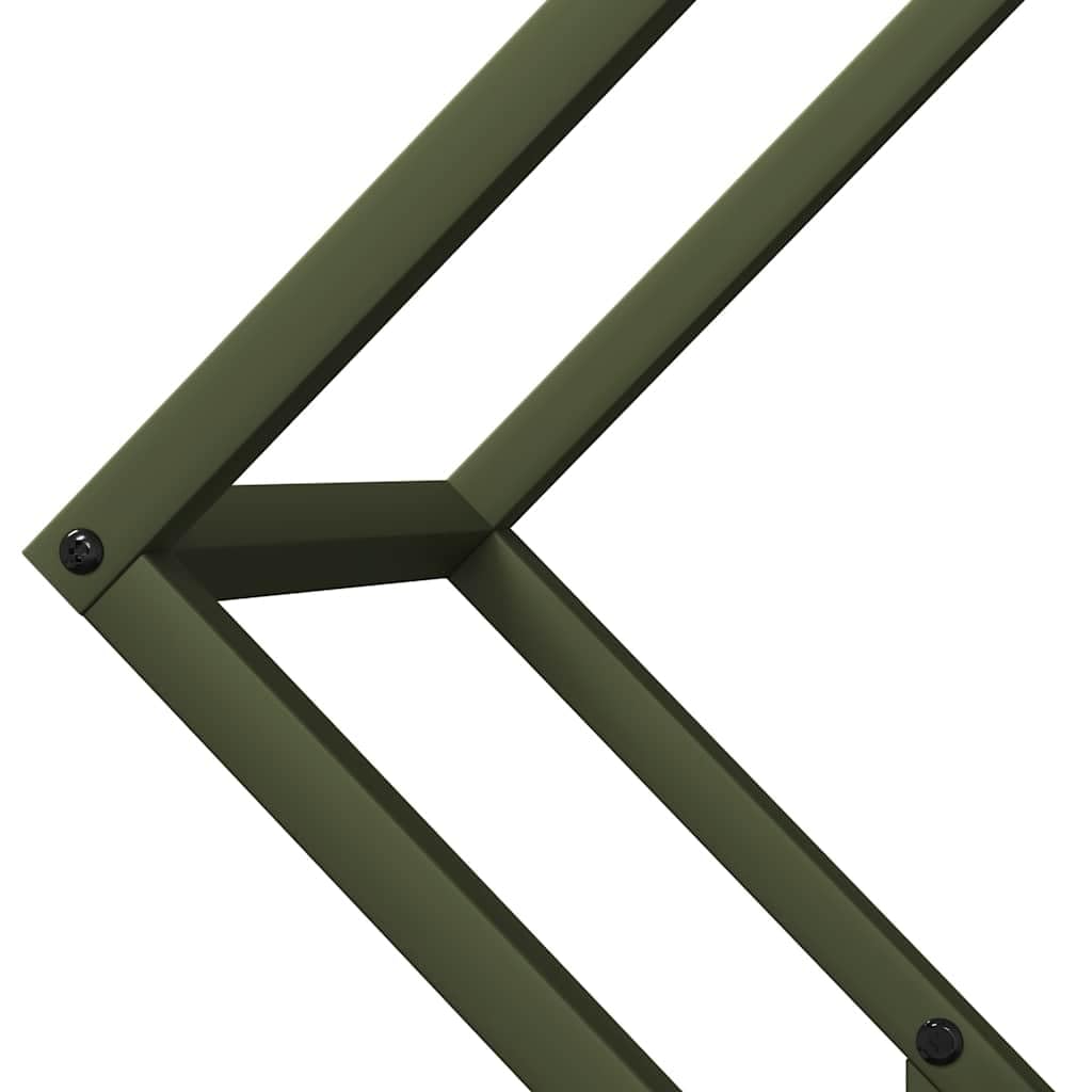 Oliwkowy stojak na drewno opałowe, wytrzymały uchwyt na drewno walcowane na zimno, do użytku wewnątrz i na zewnątrz, 60 x 25 x 60 cm, drewniany stojak do przechowywania, maks. nośność 100 kg
