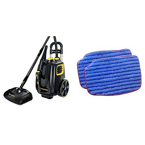 McCulloch MC1385 Deluxe Canister Steam System & McCulloch A1375-101 Replacement Scrubbing Microfiber Mop Pad for MC1375, MC1385, 2-Pack