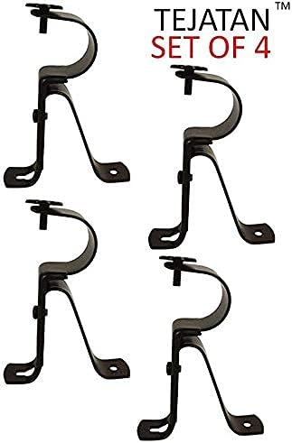 Miniatura 4 de TEJATAN Soporte de barra de cortina para barras de 1 pulgada de diámetro (juego de 4 (2 pares, negro) (también se puede conocer como colgadores de