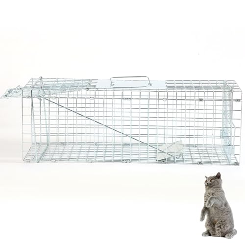 Homepatche 動物捕獲器 猫キャッチャー 踏み板式 アニマルトラップ 折りたたみ式 野良猫 迷子 捕獲器 保護かご 設置簡単 害獣駆除 農業作物保護 畑 庭 イタチ タヌキ ヌートリア ハクビシン アライグマ テン 捕獲かご