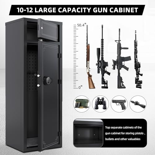Large Unassembled Gun Safe for Home: Quick Access for Rifles and Pistols with 3 Removable Racks
