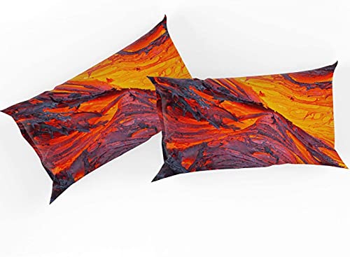 Volcano Bedding Set Single 2 Pieces Disaster Printed Pattern Red Yellow Comforter Set Lava Duvet Cover For Adult Boys Men Teen Bedspread With Zipper Ties 1 Duvet Cover +1 Pillowcase No Comforter - Image 2