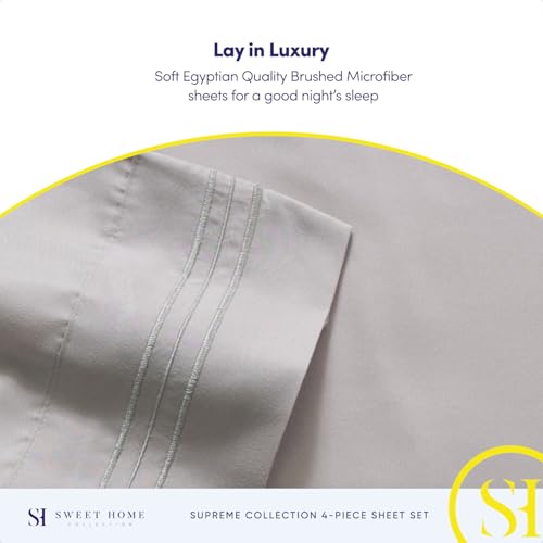 California King Sheet Sets - Breathable Luxury Sheets with Full Elastic & Secure Corner Straps Built In - 1800 Supreme Collection Cal King Deep Pocket Bedding Set, Sheet Set, California King, Silver