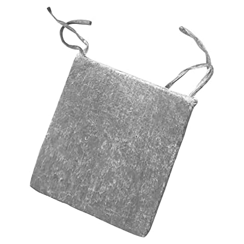 Crushed Velvet Tie On Seat Pad with cover Super Soft Thick Foam Filled-Plush Tie On Dining Thick seat pads- For Office Outdoor Kitchen Dining Room Patio Tie On Office Garden Chairs (Silver) Cover