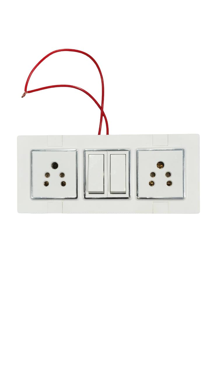 6 Modular Wall Mounted Switch Board |Premium Silver Finish Modular Gang Box with 2 Flat 10A Switches & 2 Universal 6A Sockets |Safe & Durable for Home, Office & Shop Use-image-3
