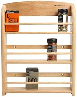 T&G 10398 Scimitar 18-Jar Wall Spice Rack in Hevea, 32 x 7.5 x 41.5 cm (Includes Fixings)
