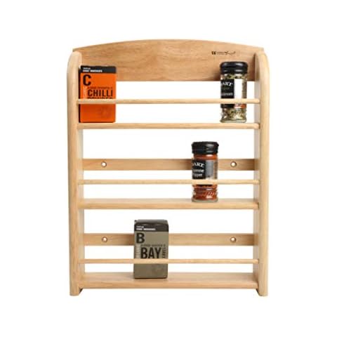 T&G 10398 Scimitar 18-Jar Wall Spice Rack in Hevea, 32 x 7.5 x 41.5 cm (Includes Fixings) Cover