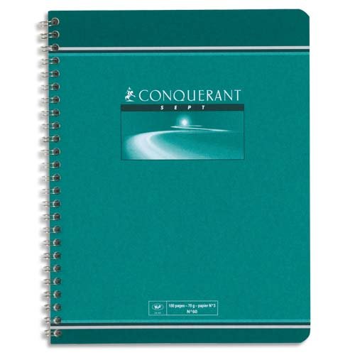 Oxford Office Conquerant Sept 100105079 Lot de 10 Cahier reliure spirale Petits carreaux 17 x 22 cm 100 pages 70 g