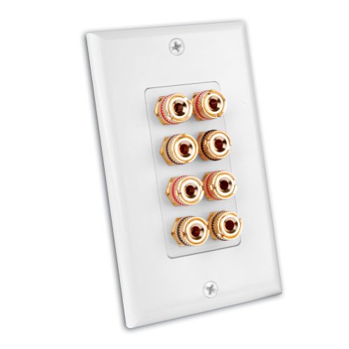 Placas de pared Vanco 28148 WX con 4 par binding post y bornes oro